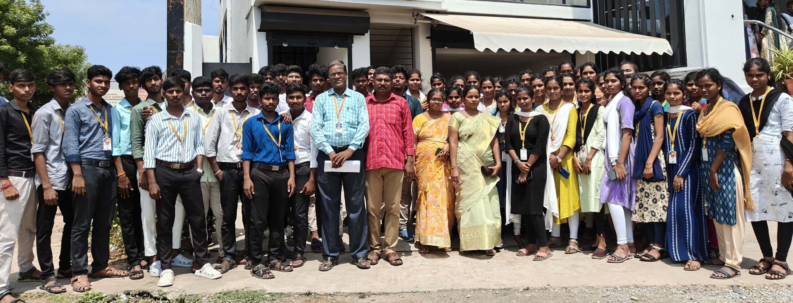 Students and faculty members of P T Lee Chengalvaraya Naicker College of Engineering and Technology, assembled in front of Askan Technologies, ready to embark on an insightful industrial visit.