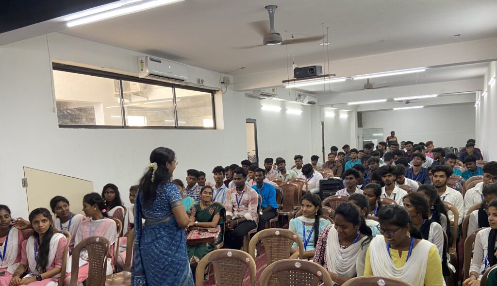 Students engaging in an interactive session during their industrial visit to Askan Technologies.